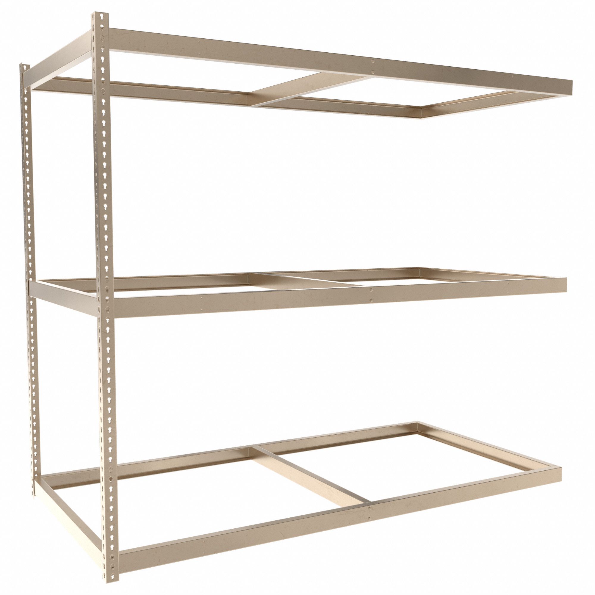 Boltless Shelving: Add-On, Heavy-Duty, 96 in x 48 in, 84 in Overall Ht, 3 Shelves