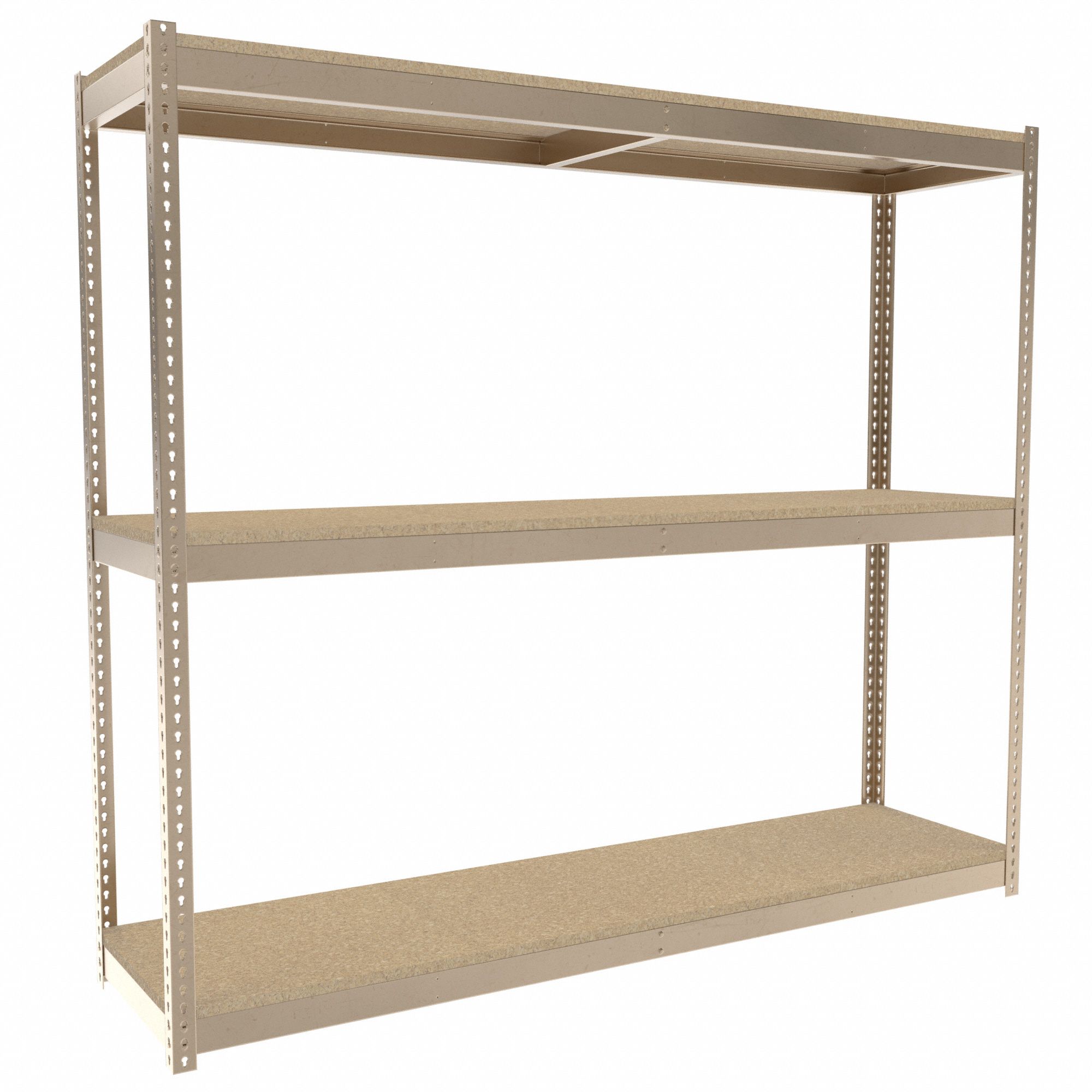 Boltless Shelving: Starter, Heavy-Duty, 96 in x 24 in, 84 in Overall Ht, 3 Shelves, Open