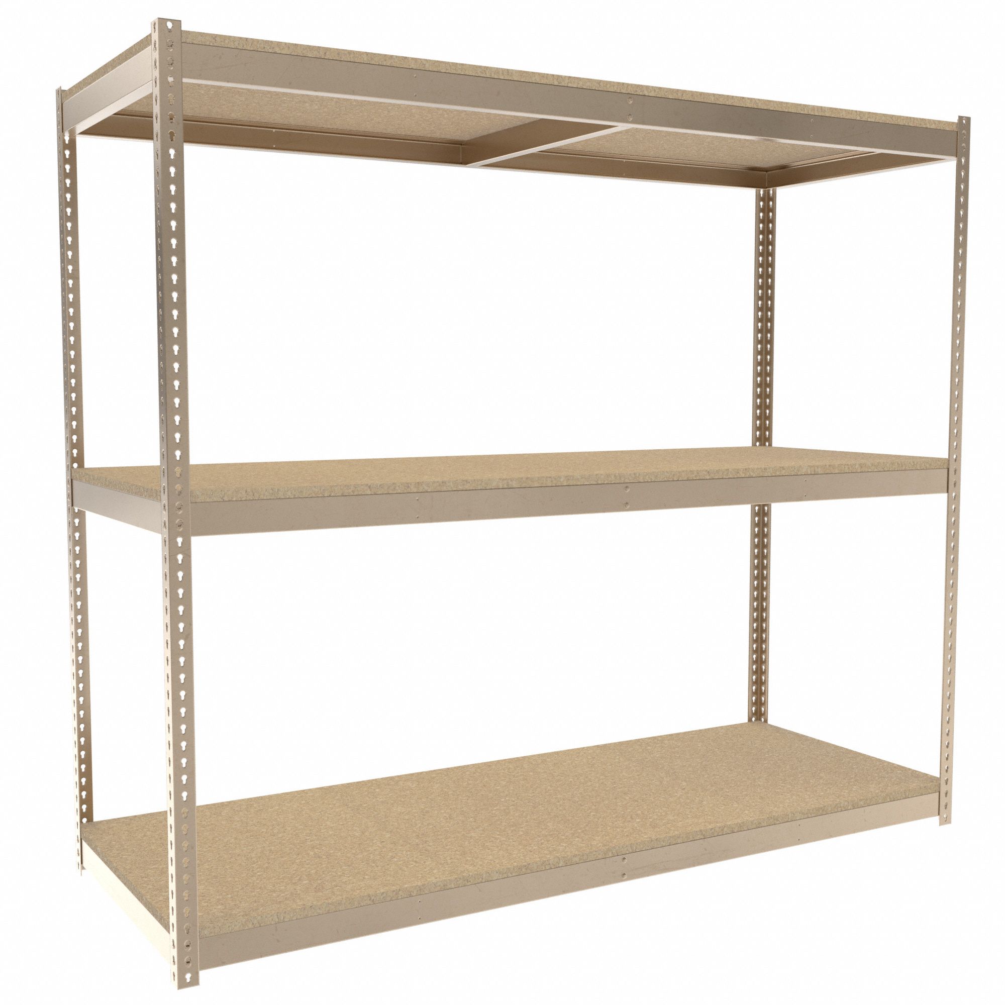Boltless Shelving: Starter, Heavy-Duty, 96 in x 36 in, 84 in Overall Ht, 3 Shelves, Open