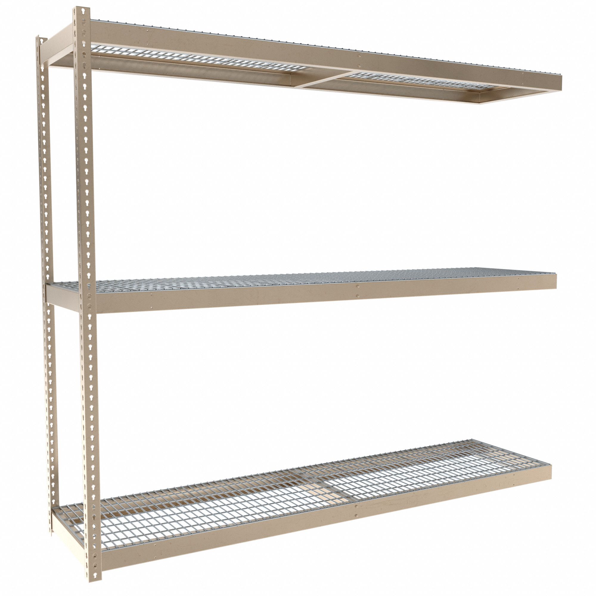 Boltless Shelving: Add-On, Heavy-Duty, 96 in x 24 in, 84 in Overall Ht, 3 Shelves, Steel