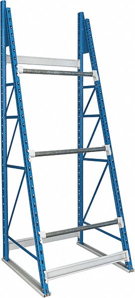 Reel Rack Starter: 3 Spindles, 48 in x 36 in x 99 in, For 24 in Max Spool Dia, Steel