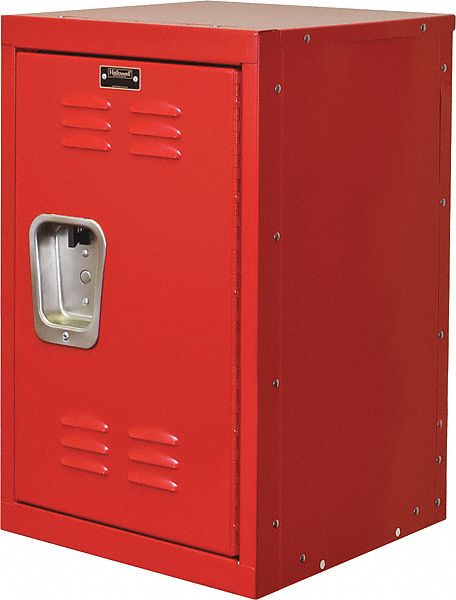 Wardrobe Locker: 15 in x 15 in x 24 in, Louvered, 1 Tiers, 1 Units Wide, Padlock Hasp, Red