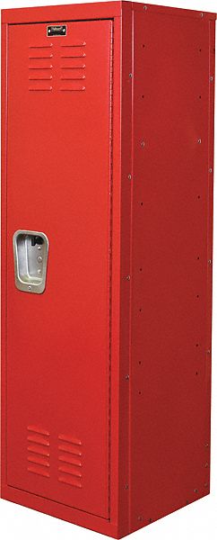 Wardrobe Locker: 15 in x 15 in x 48 in, Louvered, 1 Tiers, 1 Units Wide, Padlock Hasp, Red