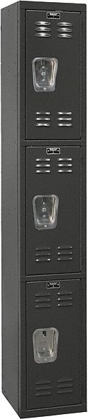 Wardrobe Locker: 12 in x 18 in x 72 in, Louvered, 3 Tiers, 1 Units Wide, Padlock Hasp