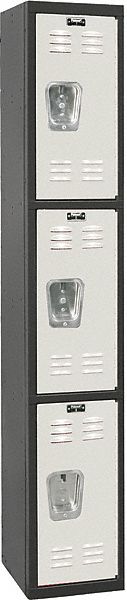 Wardrobe Locker: 12 in x 18 in x 72 in, Louvered, 3 Tiers, 1 Units Wide, Padlock Hasp