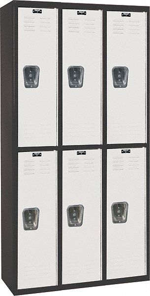 Wardrobe Locker: 36 in x 18 in x 72 in, Louvered, 2 Tiers, 3 Units Wide, Padlock Hasp