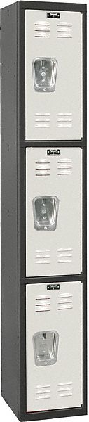 Wardrobe Locker: 12 in x 18 in x 72 in, Louvered, 3 Tiers, 1 Units Wide, Padlock Hasp