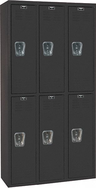 Wardrobe Locker: 36 in x 18 in x 72 in, Louvered, 2 Tiers, 3 Units Wide, Padlock Hasp
