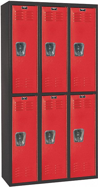 Wardrobe Locker: 36 in x 18 in x 72 in, Louvered, 2 Tiers, 3 Units Wide, Padlock Hasp