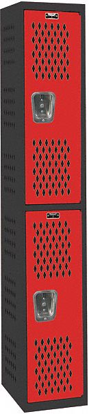 Wardrobe Locker: 12 in x 18 in x 72 in, Ventilated, 2 Tiers, 1 Units Wide, Padlock Hasp