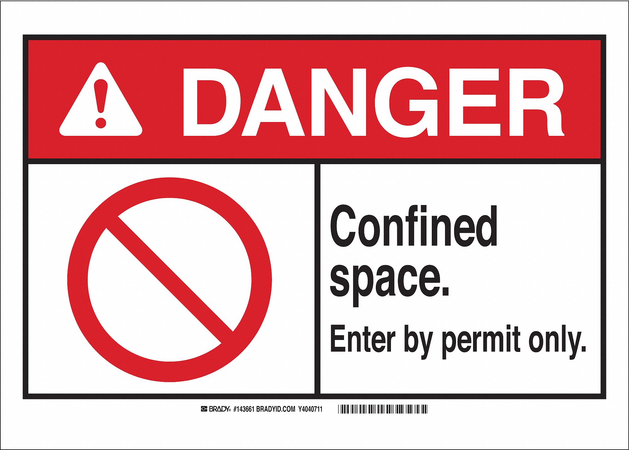 Danger Sign, Permit Only, B-302, 3-1/2in.H