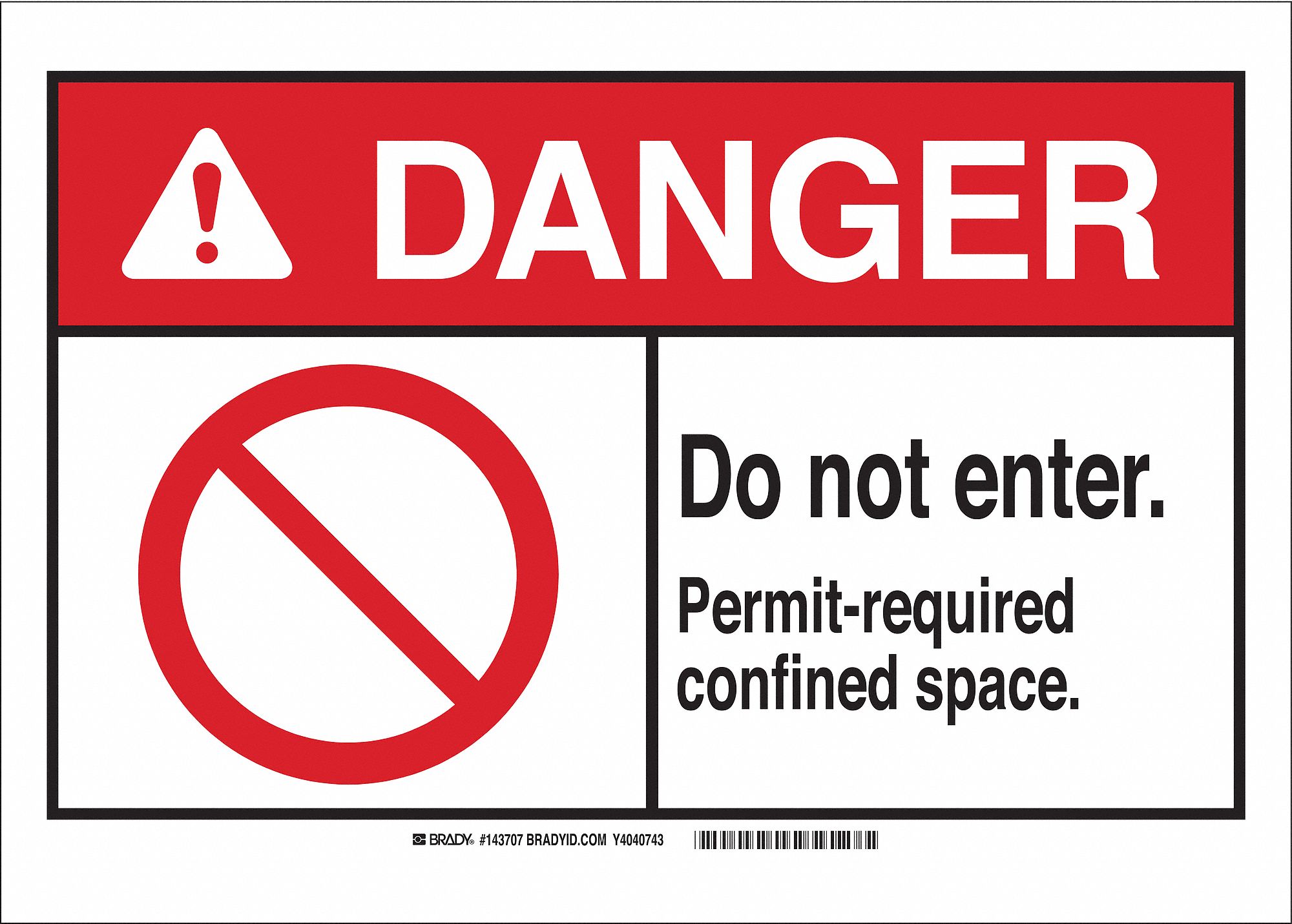 Danger Sign, Permit-Req, B-302, 3-1/2in.H