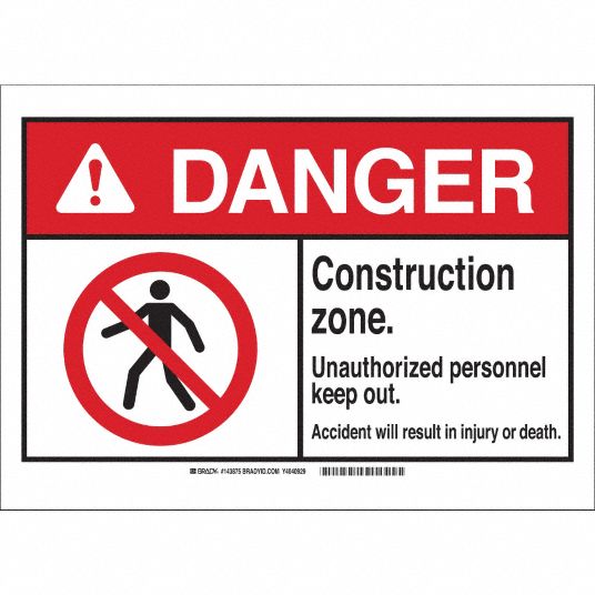 Plastic, Danger Sign, Danger, 14 in Width, 10 in Height, English - Grainger