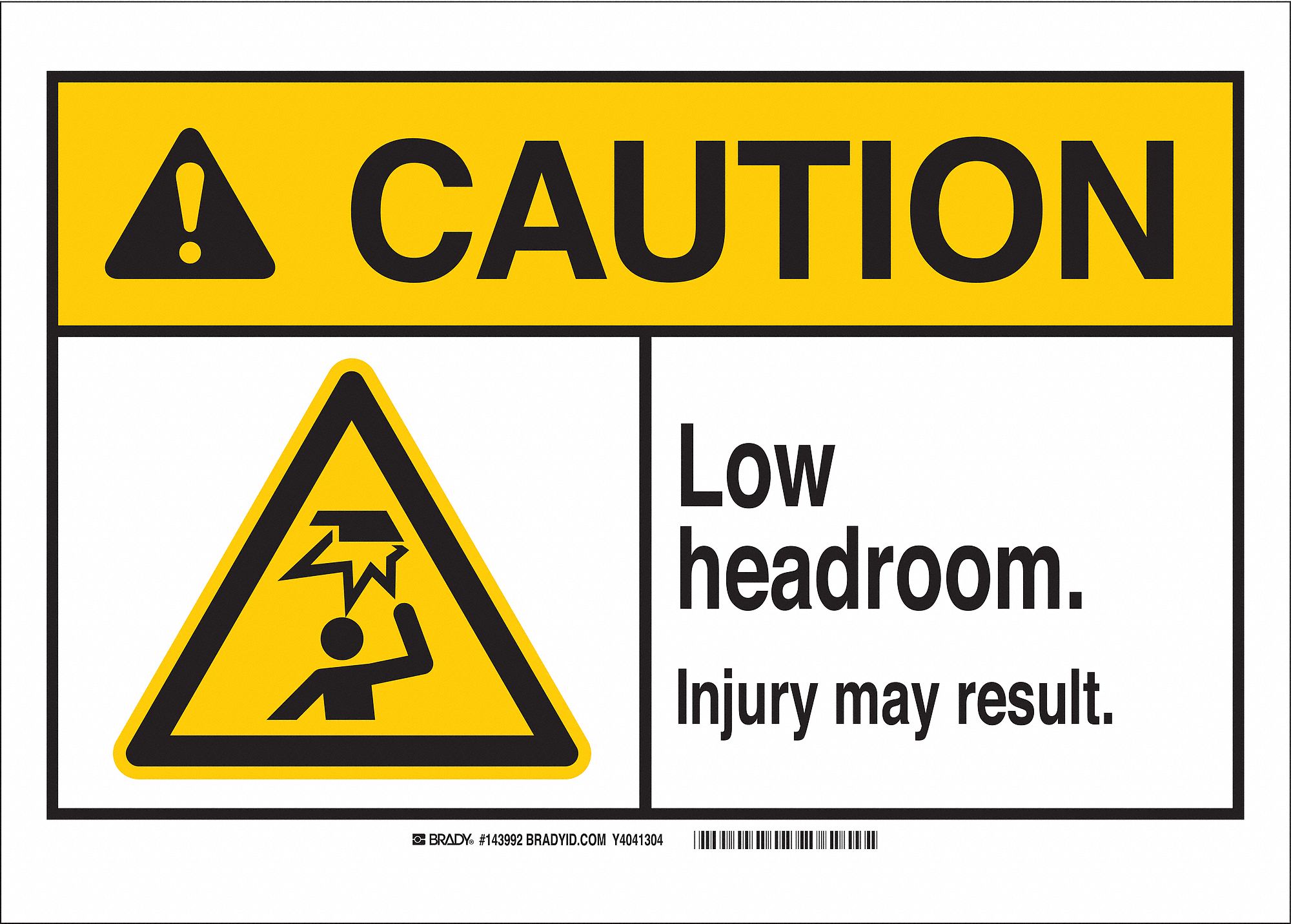 Caution Sign, 7in.Hx10in.W, Low Headroom