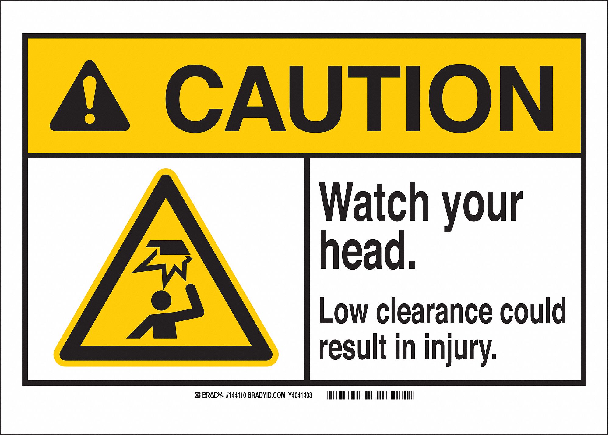 Caution Sign, 10in.W, Self-Stick, Clearance