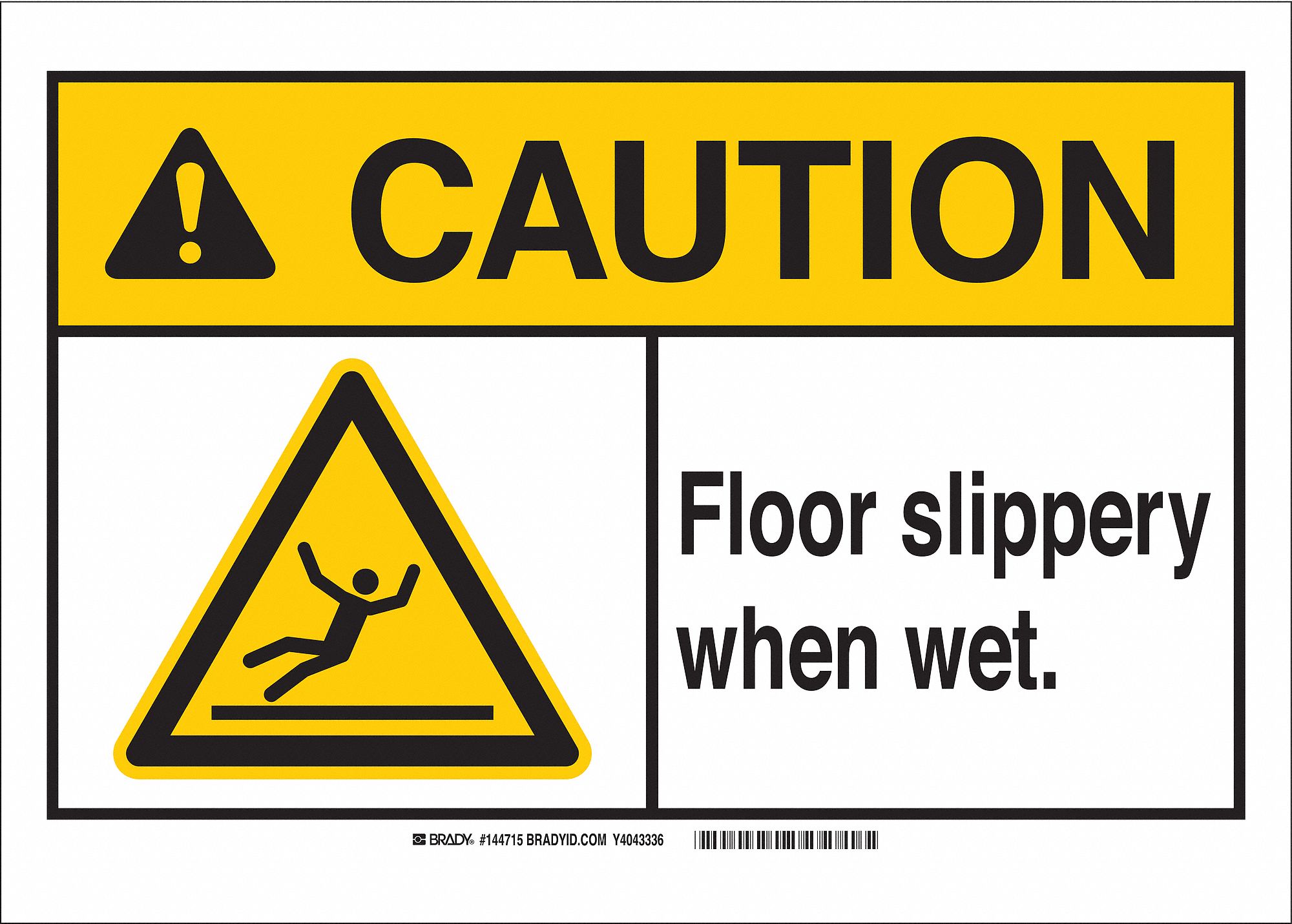 Caution Sign, 10in.W, Alumn, Floor Slipery