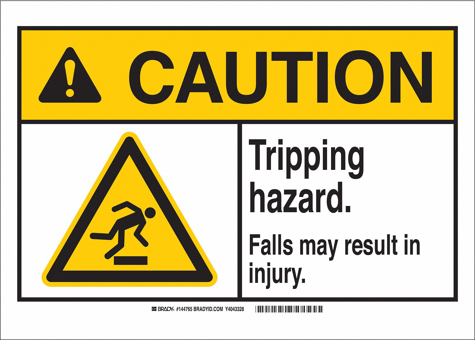 Caution Sign, 10in.W, Alumn, Trppng Hazard