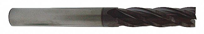 Square End Mill: Carbide, TiAlN Coated, 4 Flute, 1/8" Mill Dia, 3/4" LOC, 2-1/4" OAL