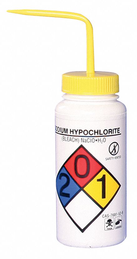 Wash Bottle Std 16 oz Bleach Yellow PK4