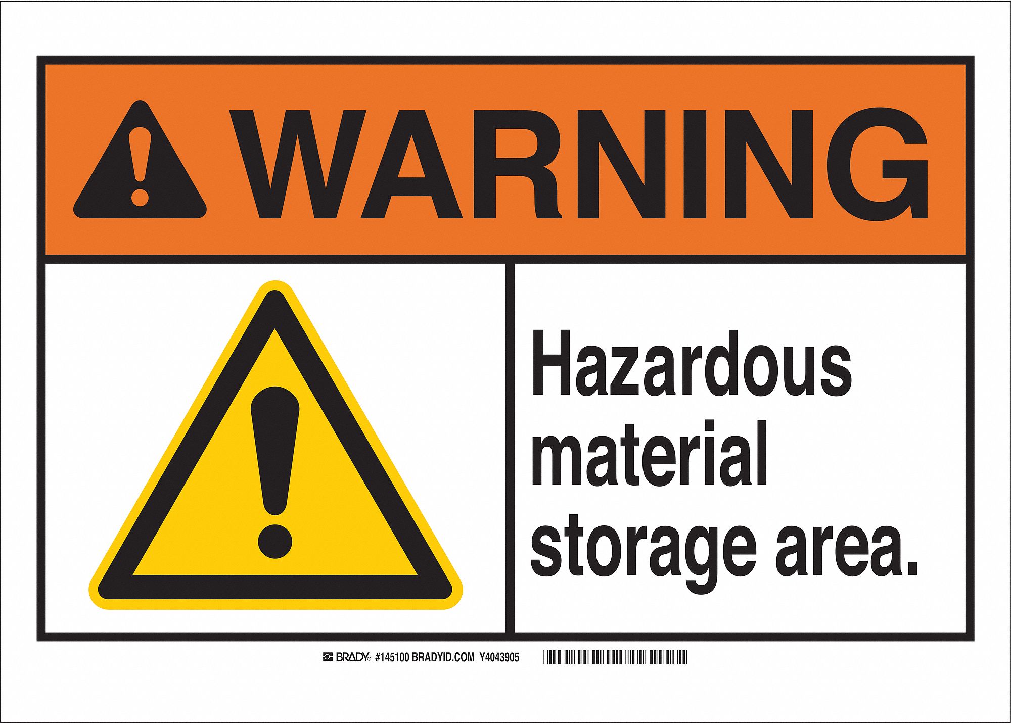 Warning Sign, Hazardous Material Storage Area., Header Warning