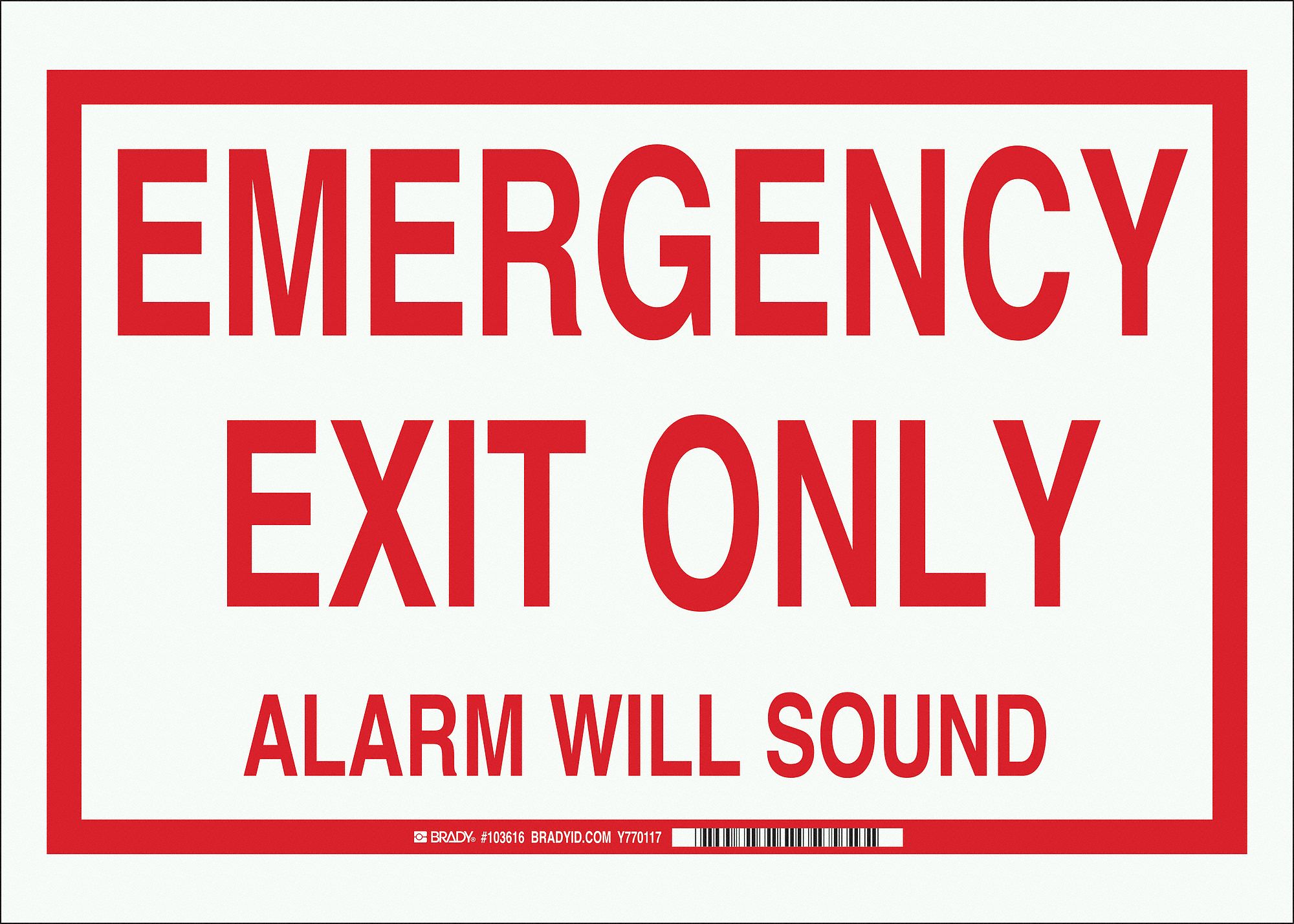 Exit Sign, Alarm Will Sound, 10"x14"