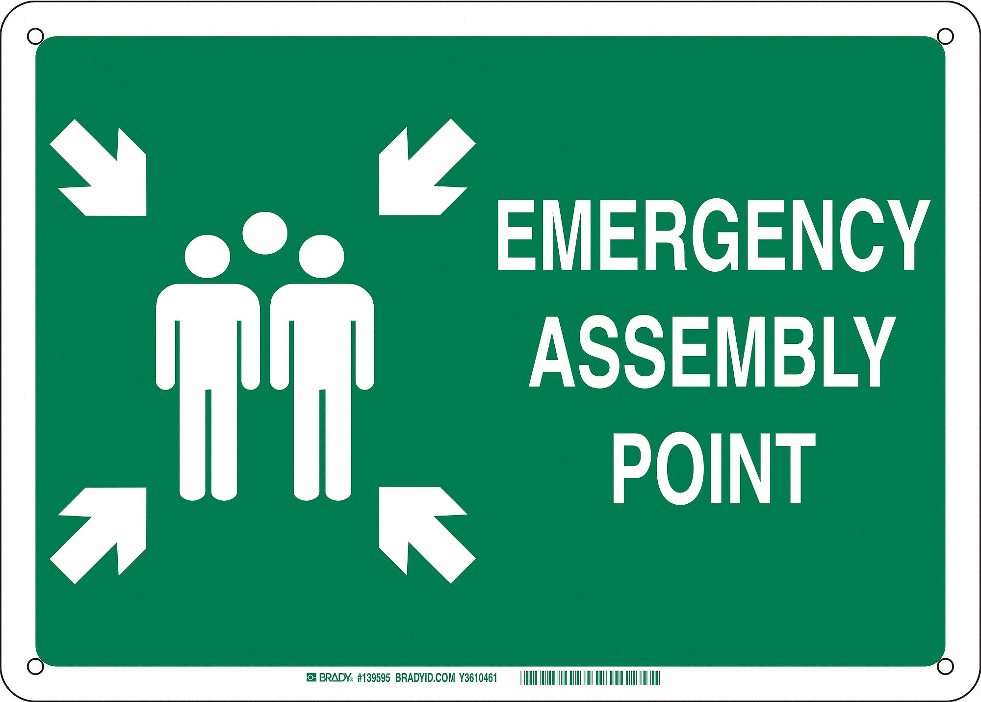 Evacuation, Assembly or Shelter, No Header, Plastic, 10 in x 14 in