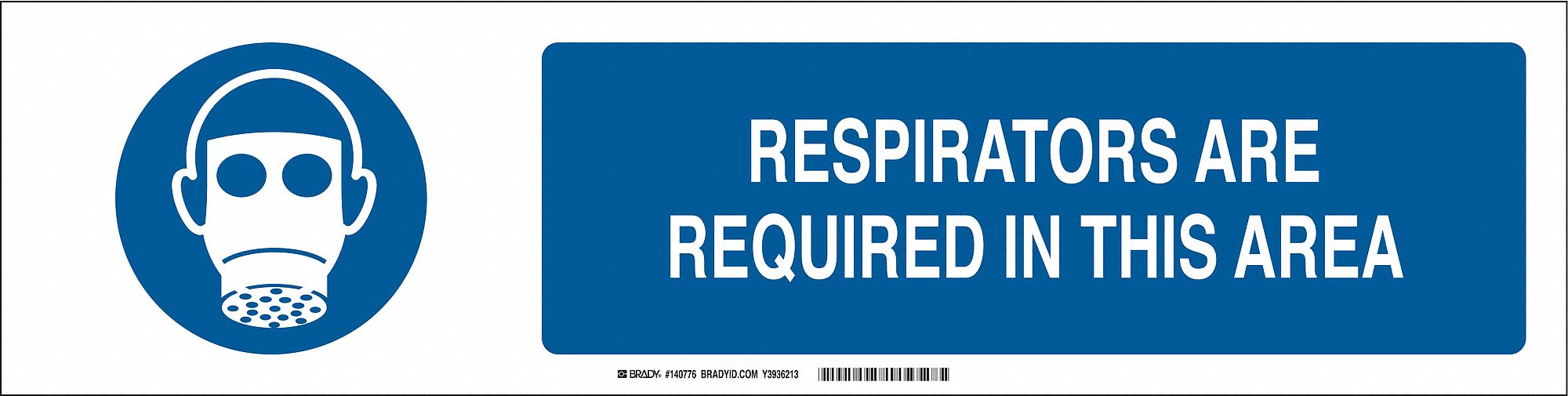 Sign Slider Insert: Respirators Are Required In This Area, Aluminum, White, Blue