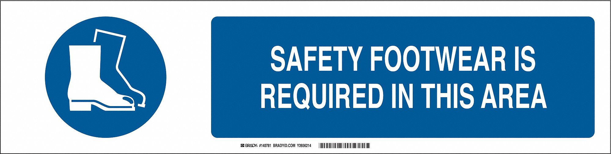 Sign Slider Insert: Safety Footwear Is Required In This Area, Aluminum, White, Blue