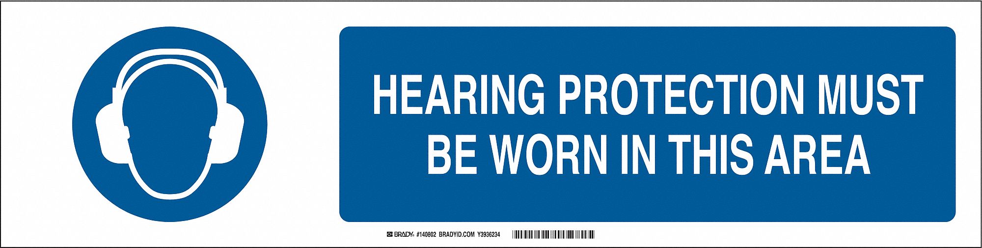 Sign Slider Insert: Hearing Protection Must Be Worn In This Area, Aluminum, White, Blue