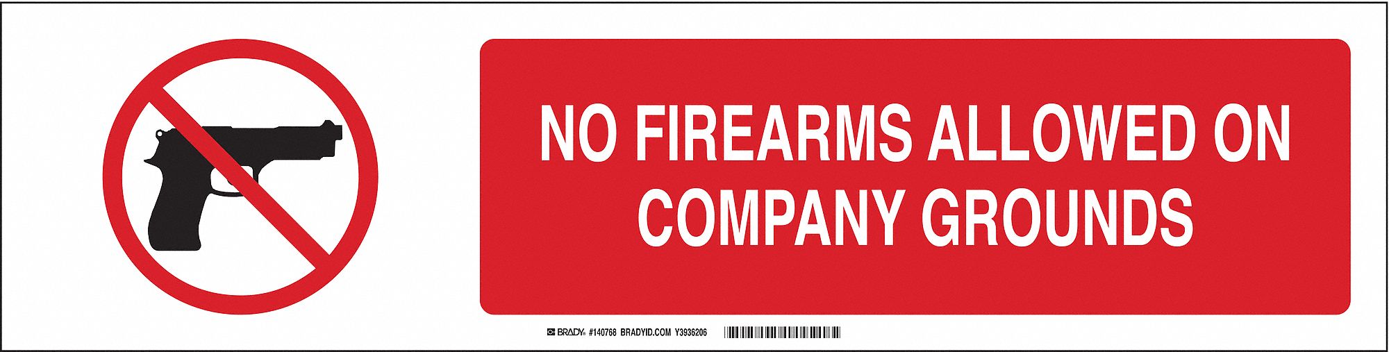 Sign Slider Insert: No Firearms Allowed On Company Grounds, Aluminum, White, Black/Red