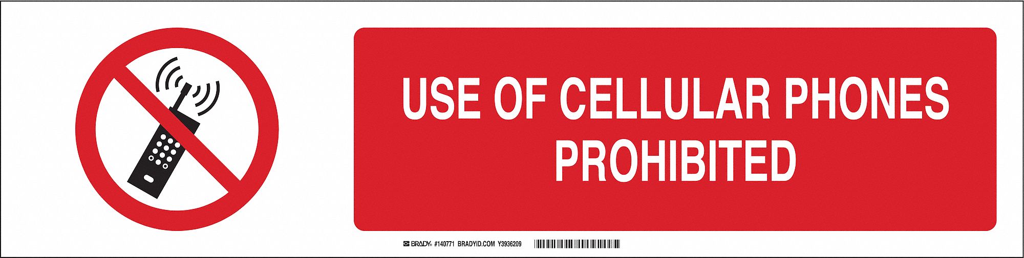 Sign Slider Insert: Use Of Cellular Phones Prohibited, Aluminum, White, Black/Red