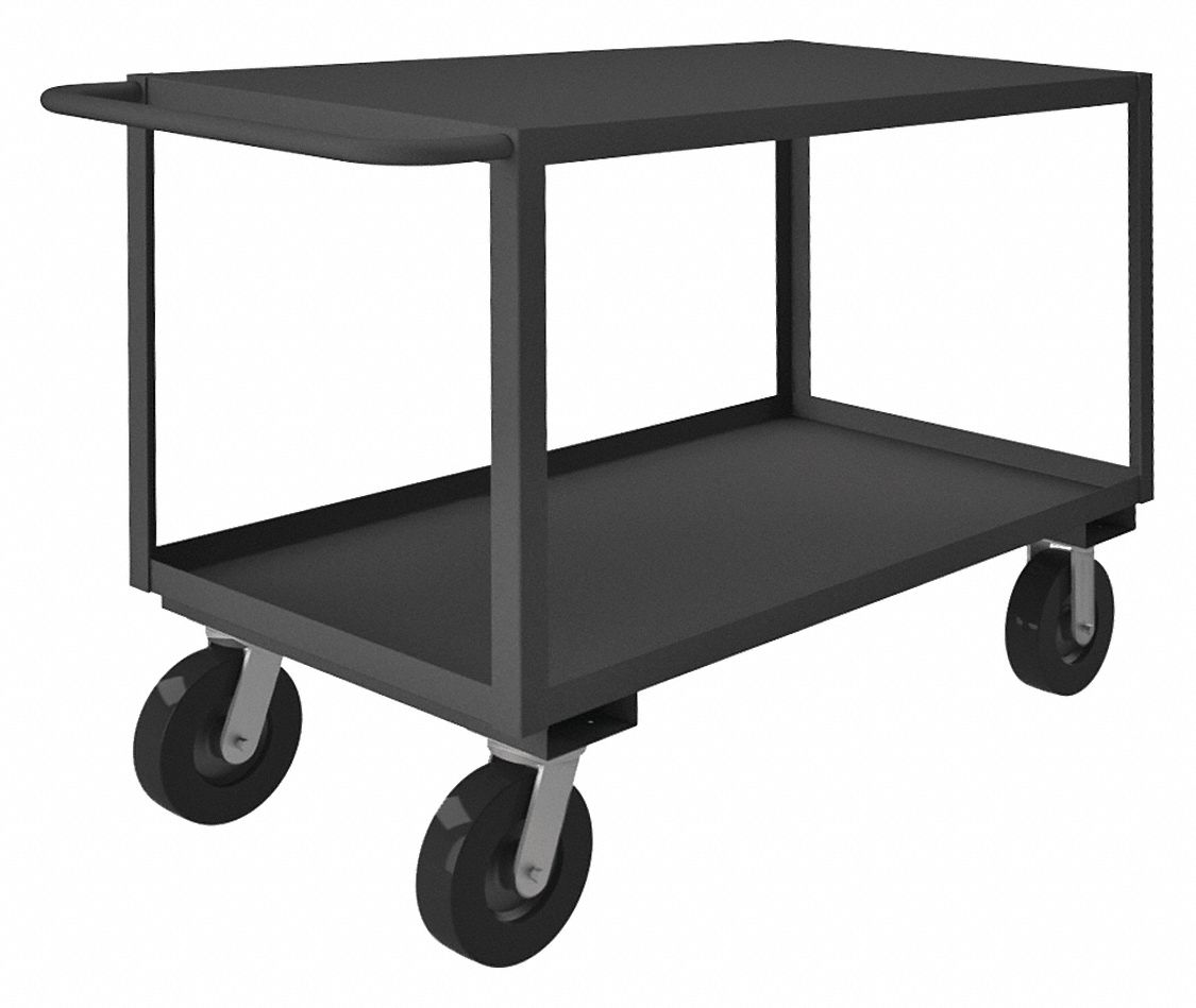 Utility Cart with Lipped & Flush Metal Shelves: 3, 000 lb Load Capacity, 2 Shelves