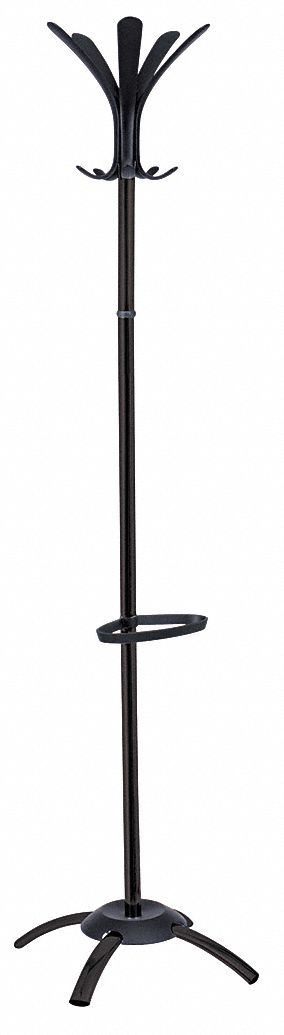 CLEO Coat Stand: 68 9/10 in, 19 7/10 in Dp, 19 7/10 in, Holds 10 Garments, Black