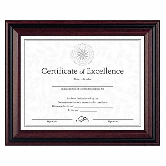 Two-Tone Rosewood/Black Document Frame: 11 x 8-1/2 in Frame Size, Wood, Rosewood/Black