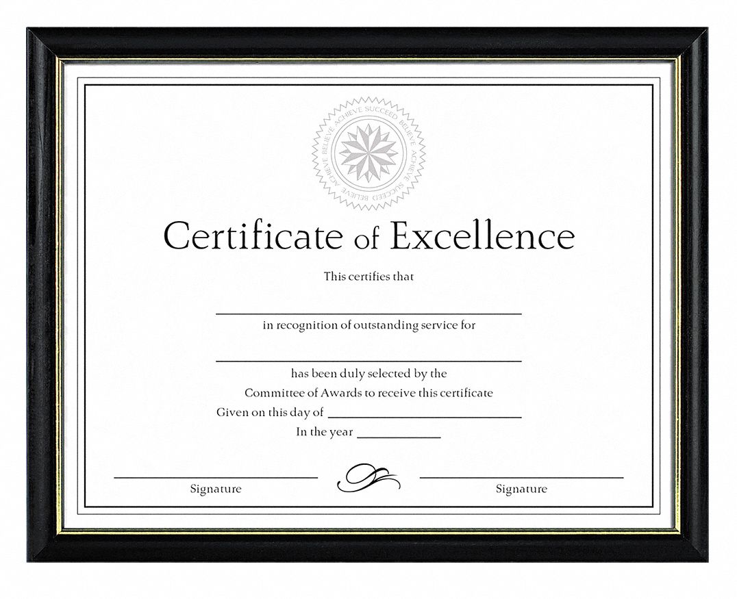 Two-Tone Document/Diploma Frame: 11 x 8-1/2 in Frame Size, Wood, Black