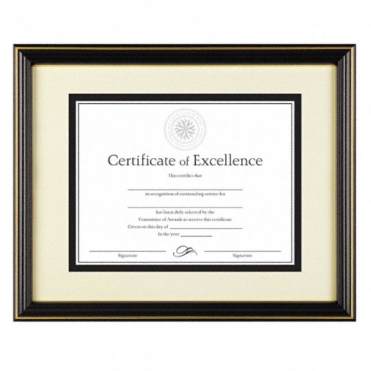DAX GoldTrimmed Document Frame 11 x 14 in Frame Size, Black/Gold