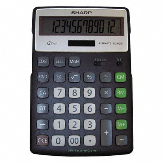 SHARP, LCD, 12 Digits Displayed, Desktop Calculator - 35W775 ...