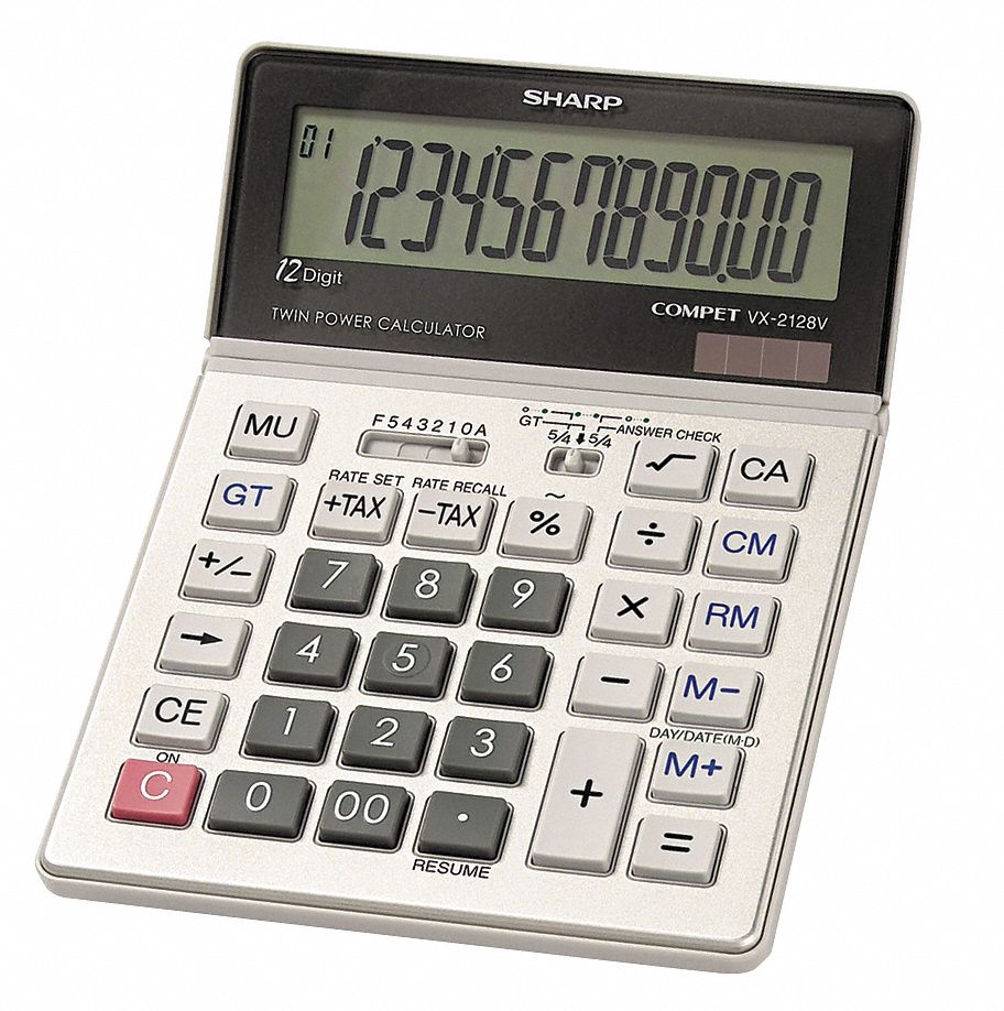SHARP, Portable, 12, Commercial Desktop Calculator 35W785SHRVX2128V Grainger