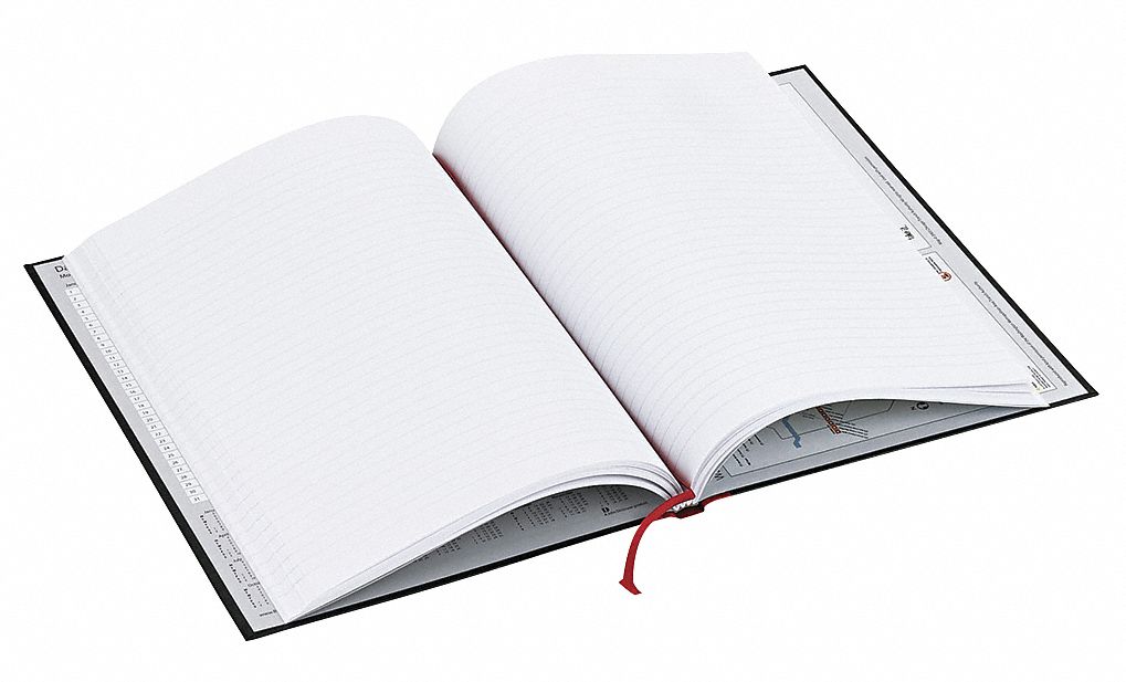 Notebook: 8-1/4 in x 11-3/4 in Sheet Size, Legal, White, 96 Sheets, 0% Recycled Content
