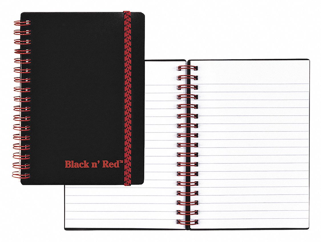 Notebook: 4-1/8 in x 5-7/8 in Sheet Size, Legal, White, 70 Sheets, 0% Recycled Content