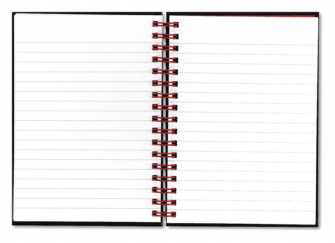 Notebook: 8-1/4 in x 5-7/8 in Sheet Size, Legal, White, 70 Sheets, 0% Recycled Content