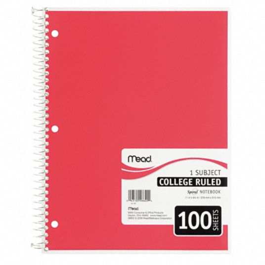 MEAD, 8 in x 11 in Sheet Size, College, Notebook - 35W827|MEA06622