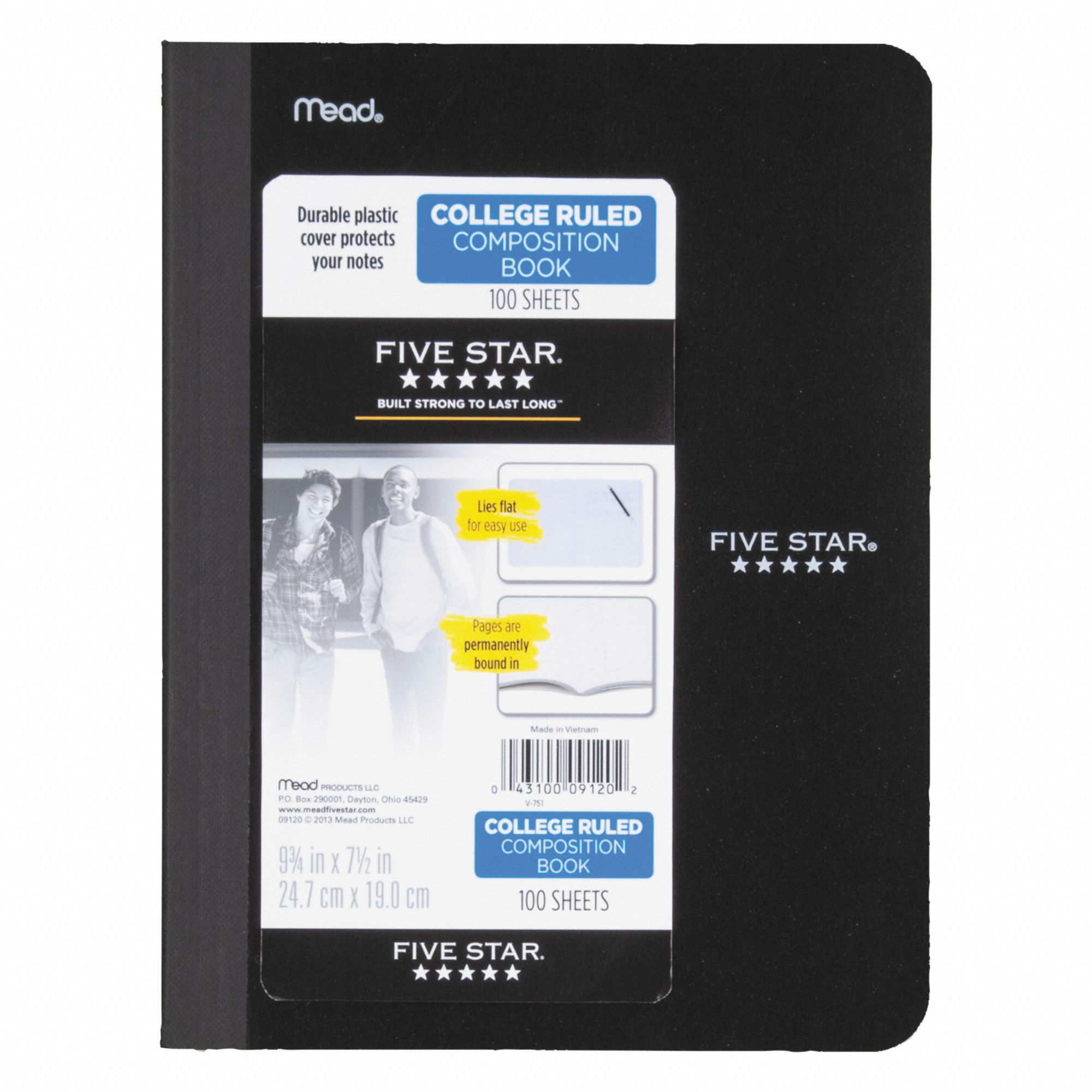 MEAD Notebook 71/2 in x 93/4 in Sheet Size, College, White, 100