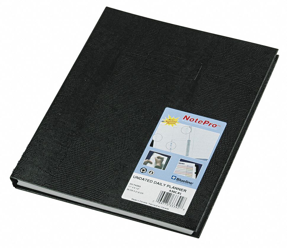 Notebook: 8-1/2 in x 10-3/4 in Sheet Size, Unruled, White, 192 Sheets, 50% Recycled Content