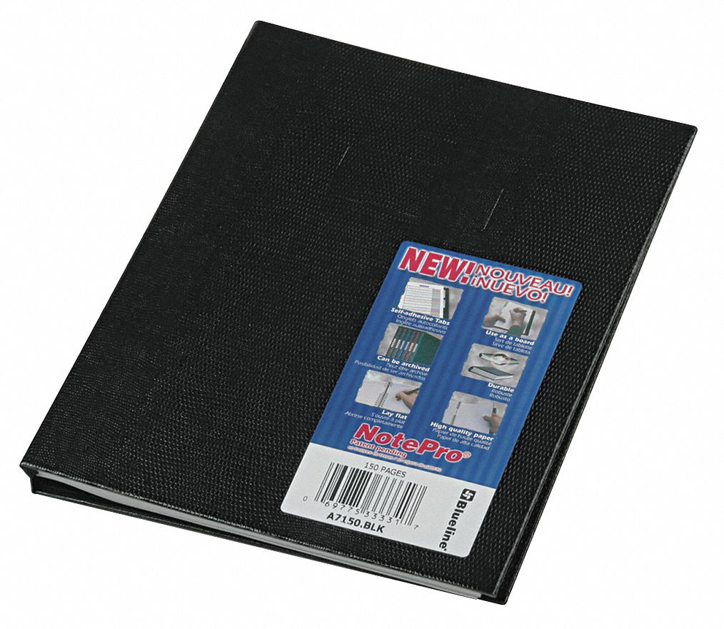Notebook: 7-1/4 in x 9-1/4 in Sheet Size, College, White, 75 Sheets, 50% Recycled Content