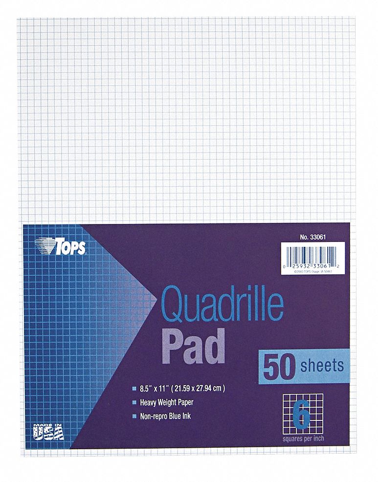 TOPS, Quadrille, Nonwirebound, Notepad - 35W898|TOP33061 - Grainger