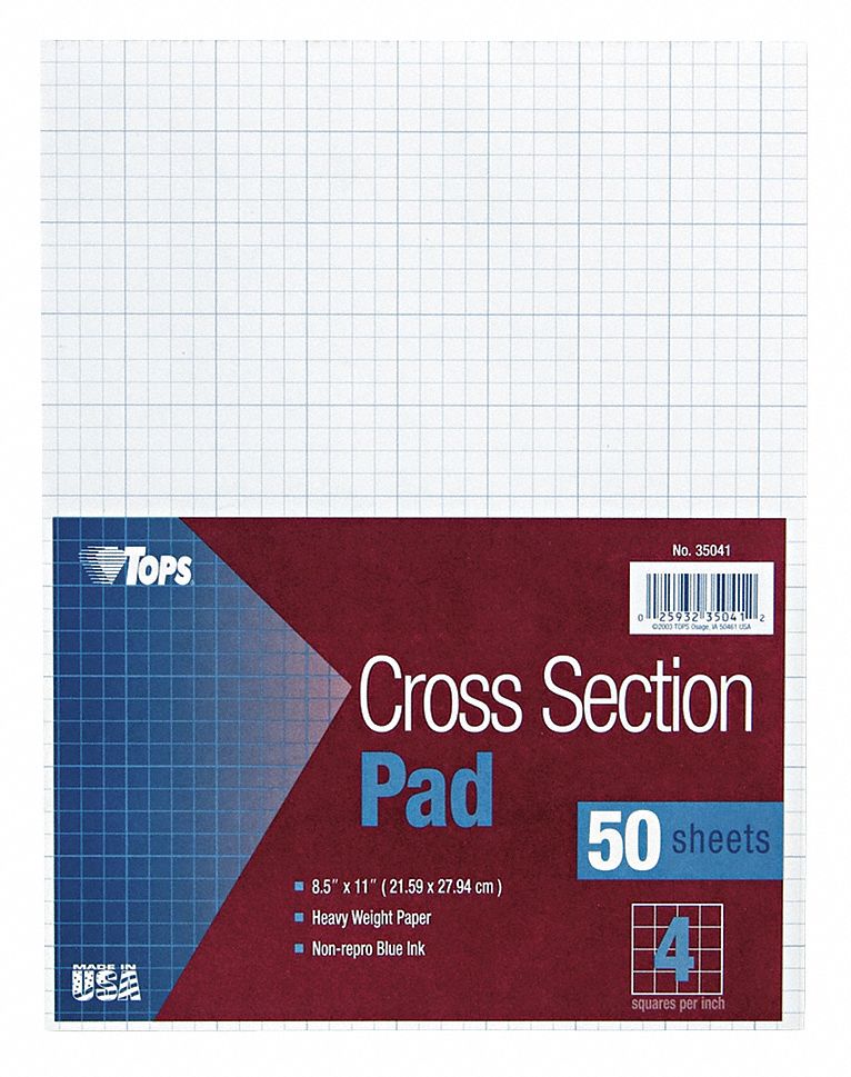 Notepad: Quadrille, Nonwirebound, 50 Sheets, 0 Carbon Sheets, Top, White, 28 pt Chipboard