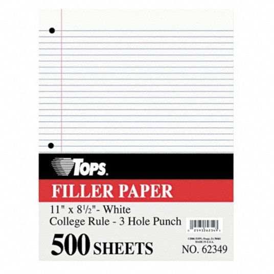 TOPS Looseleaf Paper, Sheet Size 8-1/2 in x 11 in, College, Number of ...