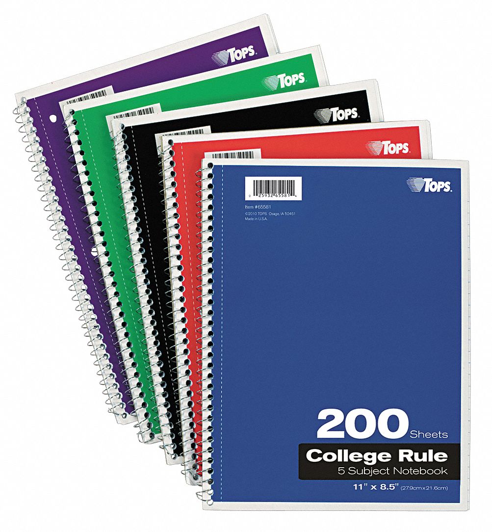 TOPS, 8-1/2 in x 11 in Sheet Size, College, Notebook - 35W985|TOP65581 ...