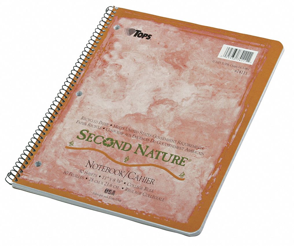 TOPS Notebook, 81/2 in x 11 in, 80 35W999TOP74111 Grainger